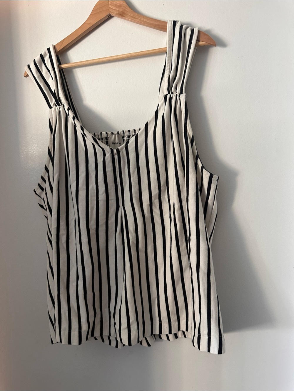 Maeve Black and White Vertical Stripe Tank